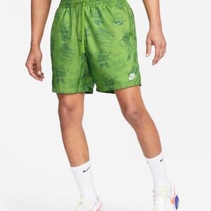 Nike Shorts Green Graphic Sole Food Print Mesh Lined Size Medium